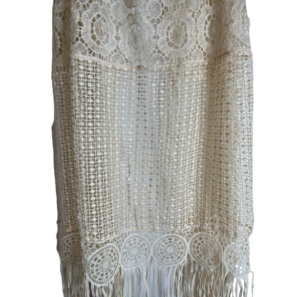 NWT Rooted Soul Creme Crocheted Fringe Boho Western Rodeo Cowgirl Lace Vest - Picture 5 of 8